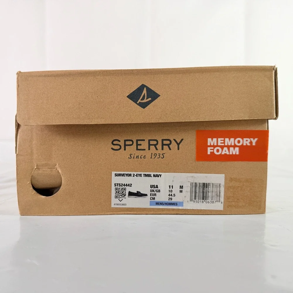 Sperry Surveyor 2-Eye TMBL Navy Leather Boat Shoes Men's Size 11 NIB